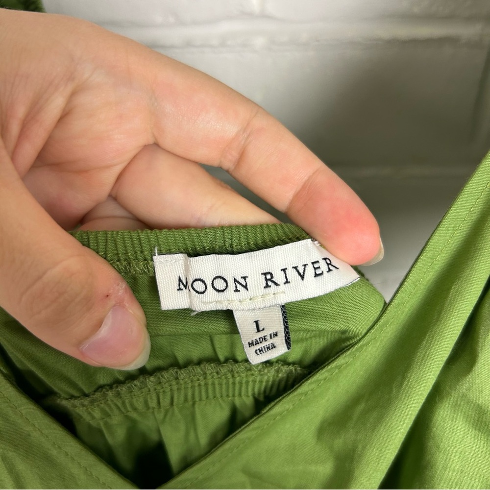 Tuckernuck Moon River Olive V Neck Maxi Dress Size L - Picture 8 of 12
